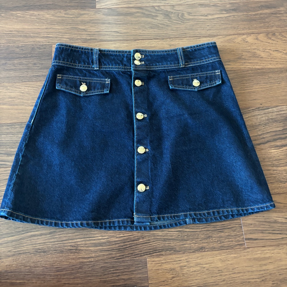 NWOT H&M Dark Blue Button-Front Mini Skirt